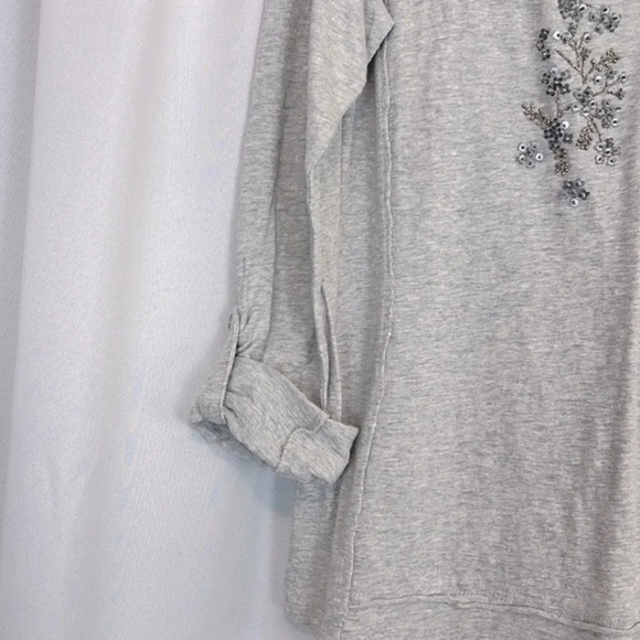 Style & Co NWT Women’s Gray Roll up Beading Top Size Small - Picture 6 of 9